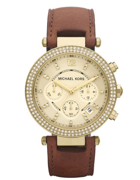 michael kors ladies watch with brown leather strap|ladies Michael Kors watches sale.